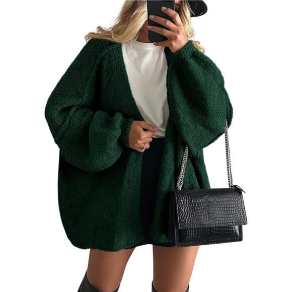Womens Oversized Cardigan Sweaters Spinach Green - Picture 1 of 6